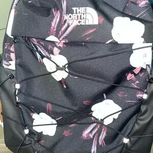 The North Face Black Borealis Backpack with Floral Accents